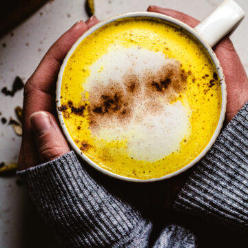 Turmeric latte in a cup