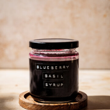 Blueberry Basil Syrup in a jar