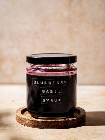 Blueberry Basil Syrup in a jar