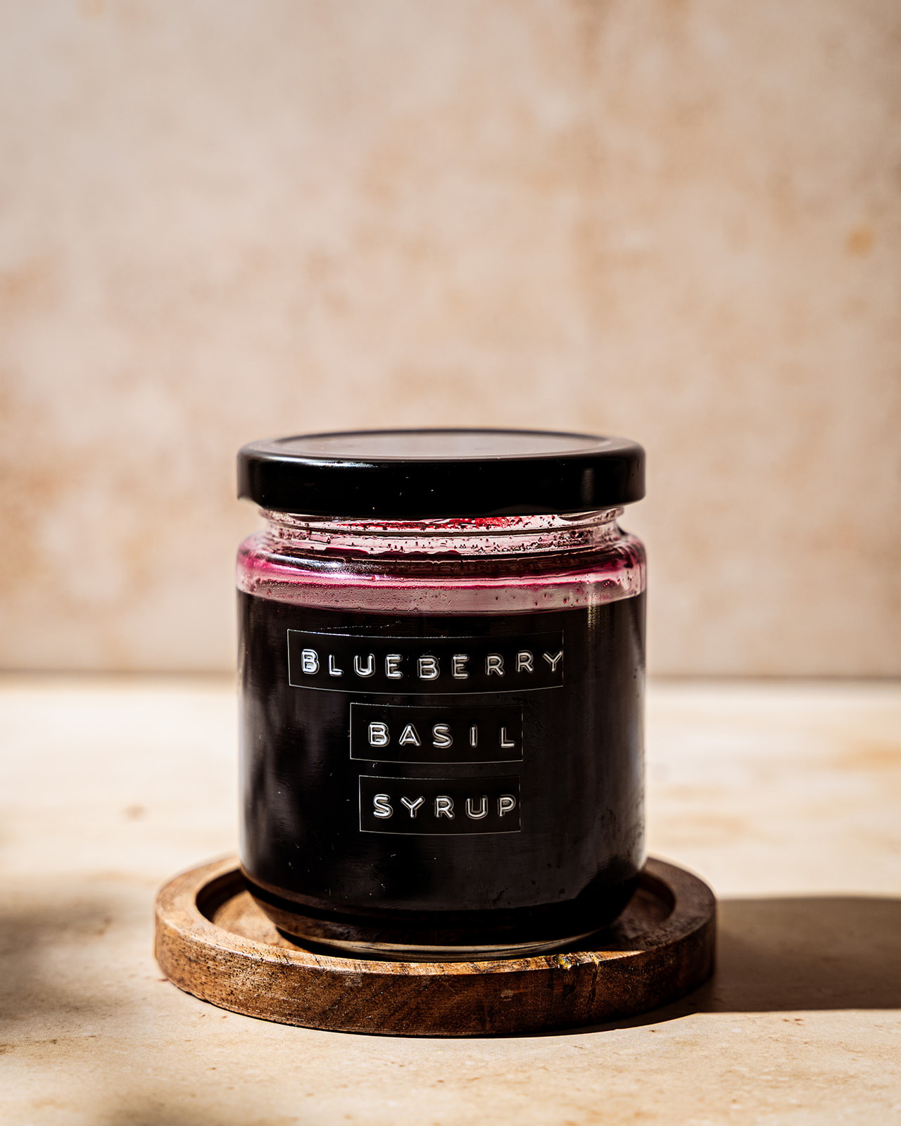 Blueberry Basil Syrup in a jar