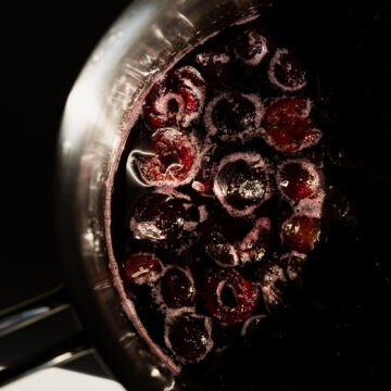 cherry syrup in a pot