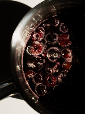 cherry syrup in a pot
